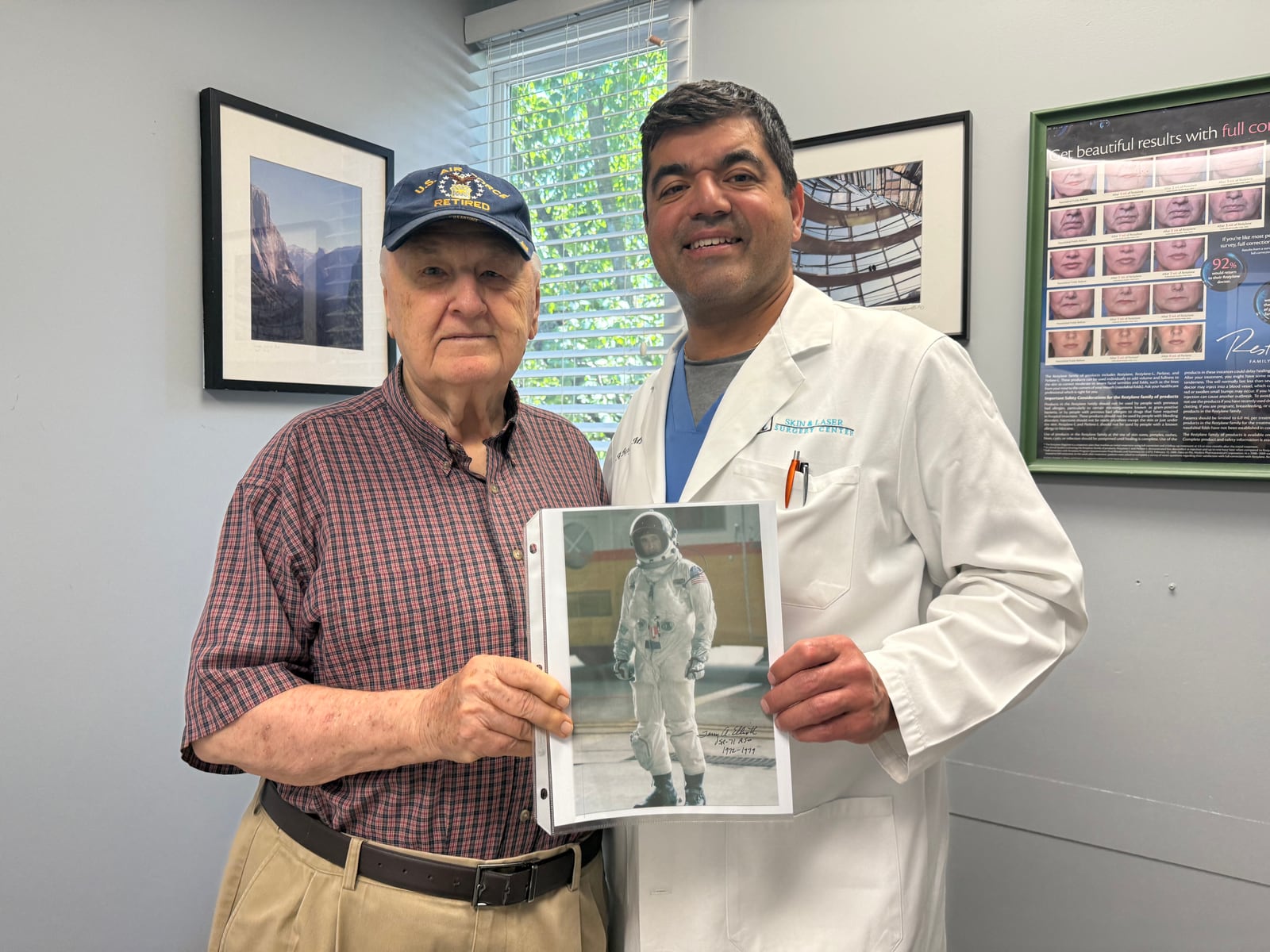 Col. Larry A. Elliott with Dr. Amir Bajoghli at Skin & Laser Dermatology Center